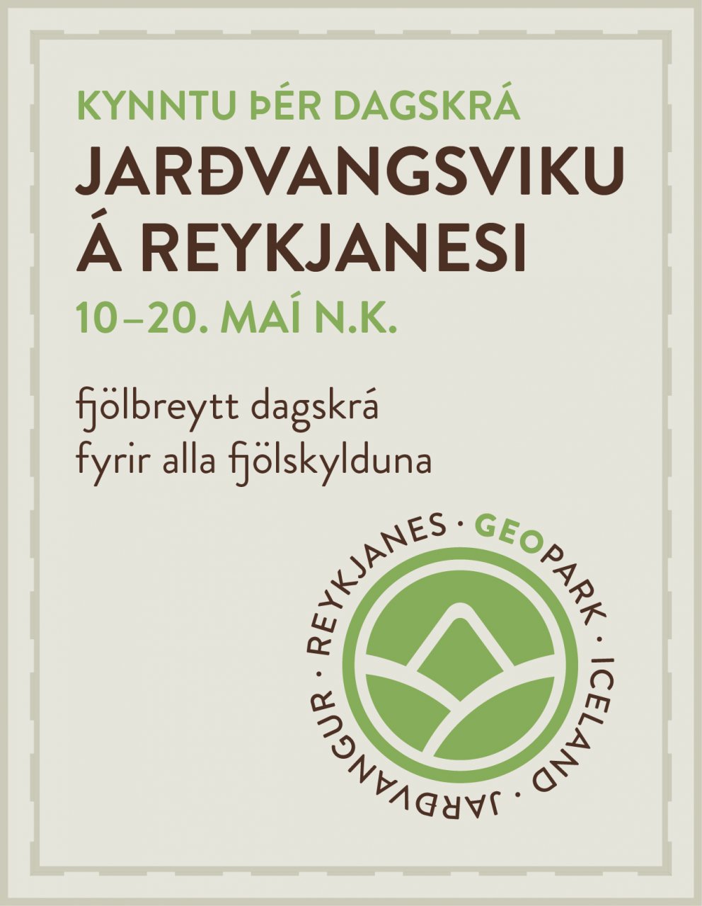 Jarðvangsvika á Reykjanesi 10-20 Maí