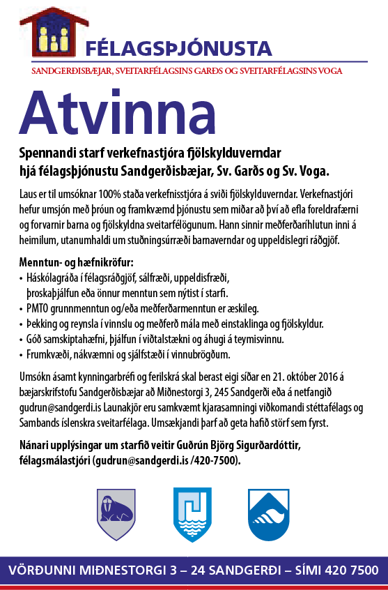 Auglýsing _ Verkefnastjóri fjölskylduverndar