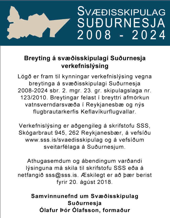 Svæðisskipulag Suðurnesja. Auglýsing