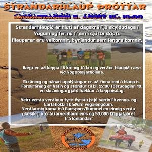 Strandahlaupið verður á Laugardaginn 11 ágúst kl 10.00