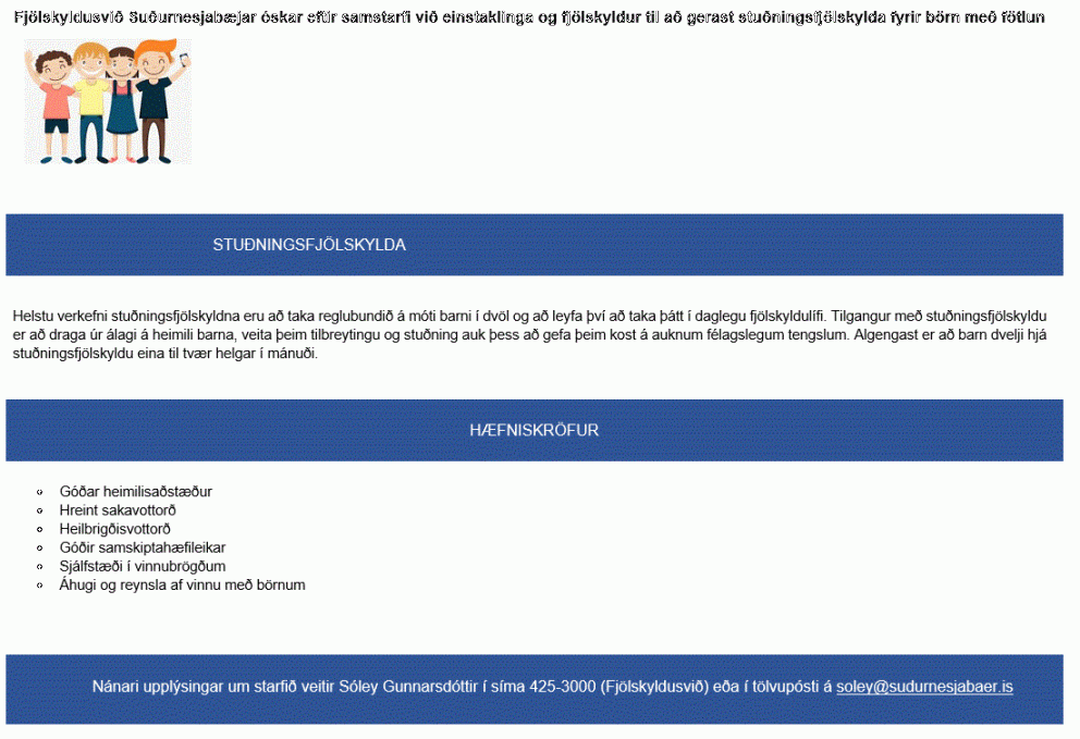 Stuðningsfjölskylda óskast