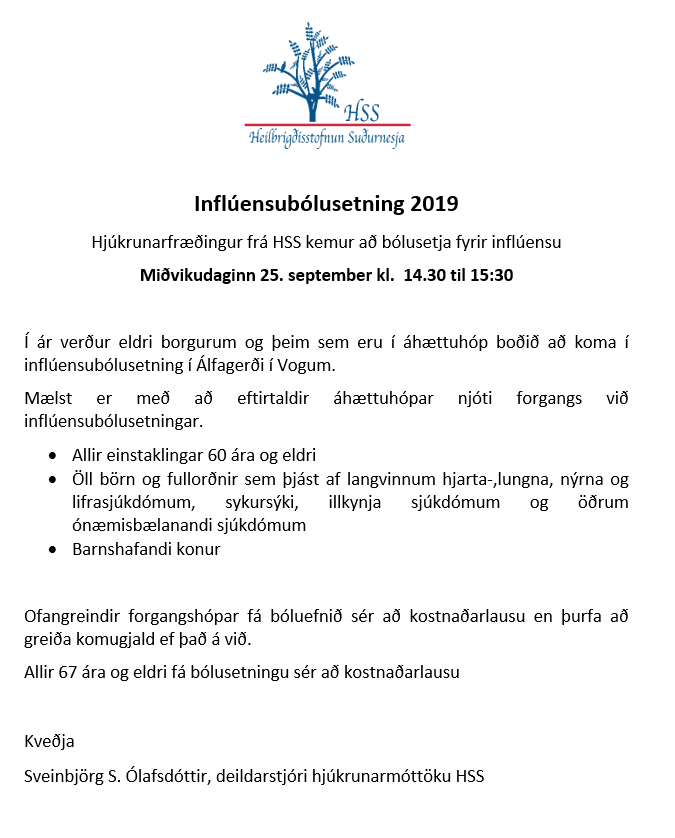 Inflúensubólusetning