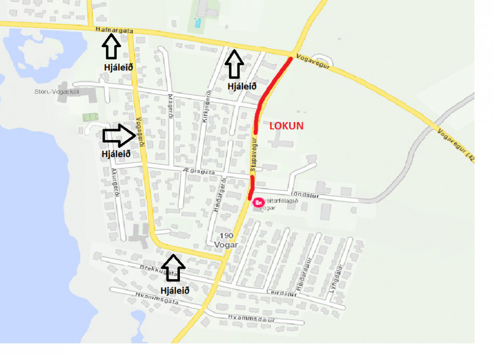 Lokun Stapavegar vegna malbikunnar.