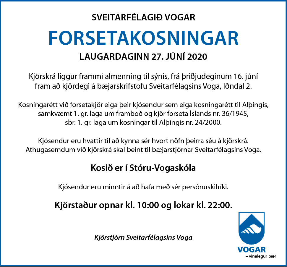Auglýsing vegna forsetakosninga