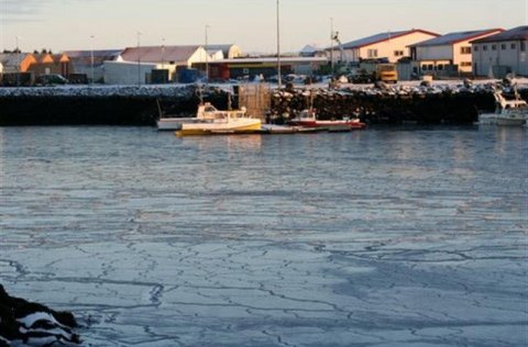 Höfnin ísilögð þann 5. janúar