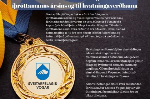 Óskað er eftir tilnefningum til íþróttamanns ársins 2024.