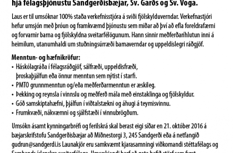 Auglýsing _ Verkefnastjóri fjölskylduverndar