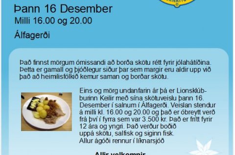 Hin árlega skökuveisla Lionsklúbbsins Keilis í Álfagerði þann 16. des