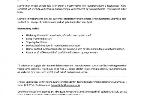Störf í boði á Þekkingarsetri Suðurnesja