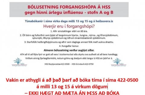 Bólusetning fyrir forgangshópa í Vogum