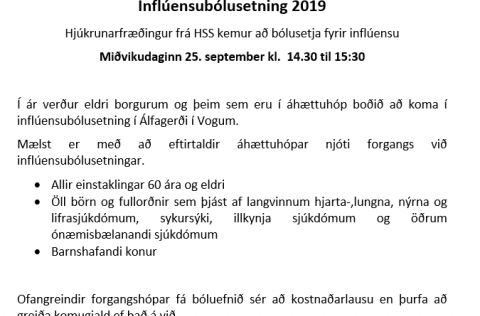 Inflúensubólusetning