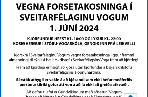 Kjörfundur vegna forsetakosninga í Sveitarfélaginu Vogum 1. júní 2024