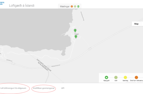 Upplýsingar um loftmengun vegna eldgoss og viðbrögð