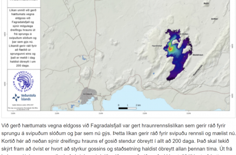 Almannavarnarstig lækkað vegna eldgossins