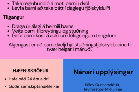 Óskað er eftir stuðningsfjölskyldum