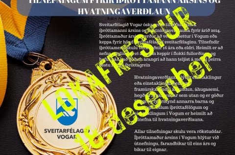 Breyting á lokafresti til að skila inn tilnefningum fyrir íþróttamann ársins og hvatningaverðlaun