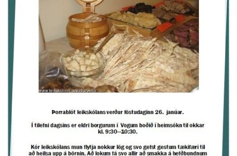 Þorrablót leikskólans verður föstudaginn 26.  janúar 2024